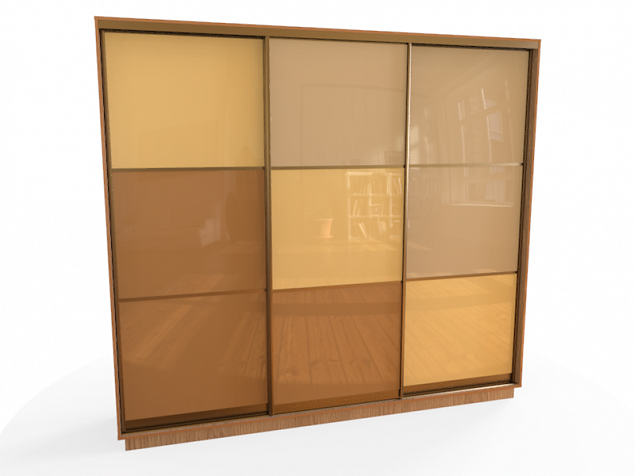 Шкаф купе трехдверный двери комбинированные стекло тонировка пленка Оракал 023, 081, 082 в гостиную
