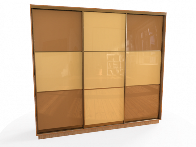 Шкаф купе трехдверный двери комбинированные стекло тонировка пленка Оракал 023, 081 в гостиную