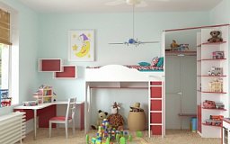 Комплект детской мебели с рабочим местом и шкафом купе на заказ