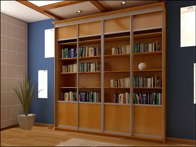 Шкаф книжный, под книги со стеклом в библиотеку