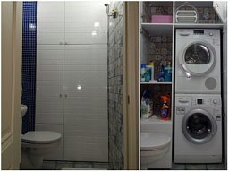 Мебель для ванной "Шкаф встороенный с распашными дверцами с местом под стиральную машинку"