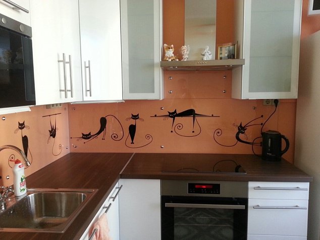 Угловая кухня на заказ "Кошки"