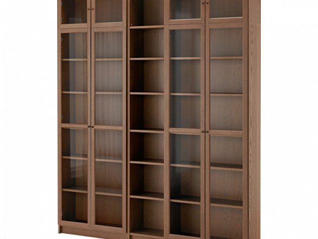 Шкаф книжный с распашными дверями мдф и открытой частью, со стеклом в библиотеку