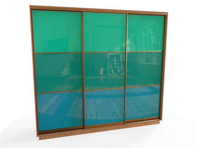 Шкаф купе трехдверный двери комбинированные стекло тонировка пленка Оракал 054, 055, 056 в гостиную