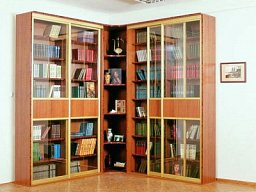 Шкаф книжный угловой, под книги со стеклом в библиотеку